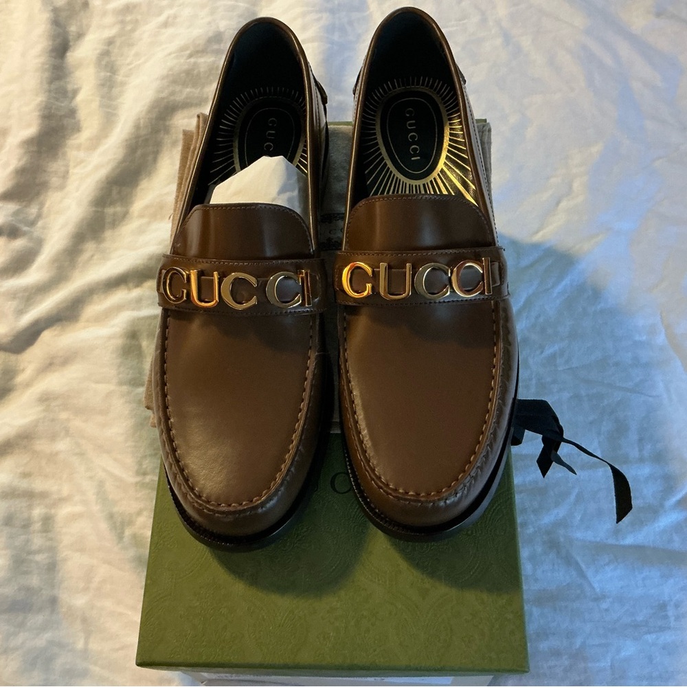 Gucci Brown Leather Slip-On Loafers